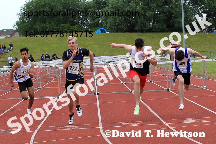 Mens under-20s 110 metres hurdles, 2022 Northern Senior and Under-20 Champs., Wavertree Athletics Centre, Liverpool. Photo: David T. Hewitson/Sports for All Pics